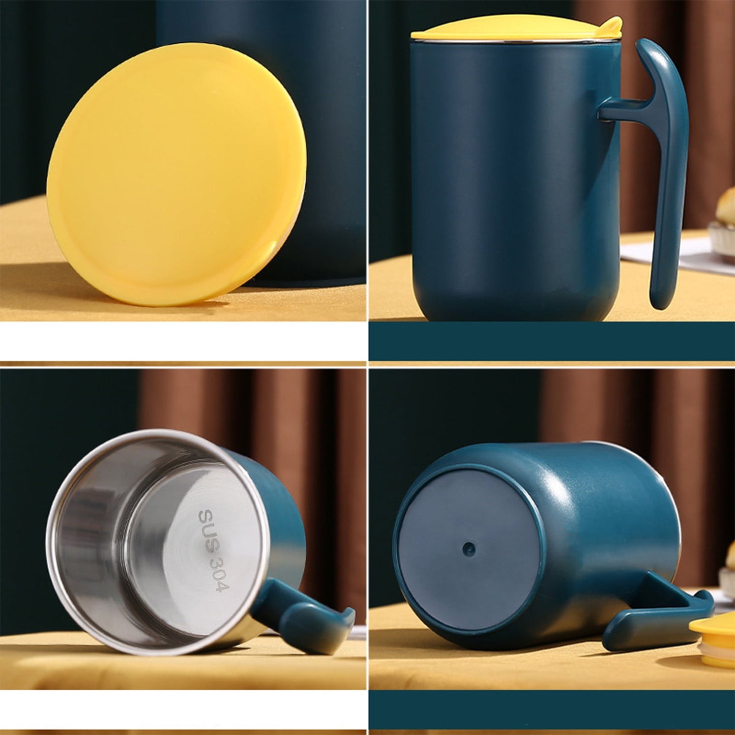 Spill-Proof Cup for Elderly, Stainless Steel Convalescent No-Spill Feeding Cup with Handle for Seniors & Adults & Maternity, Drinking Cup for Safe Hydration (Blue) 2.75x4.92 2.75" x 4.92" Green