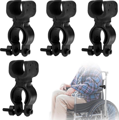 Cane Holder - Crutch Holder - 4 Pieces - For Mobility Scooter Wheelchair Bicycle Rollator - Crutch Holder - Stick Holder - Walking Stick Holder - Universal Crutch Cane Bracket - For Crutches For Mobility Scooter, Assisted Rollator, Wheelchair, Electric Sc