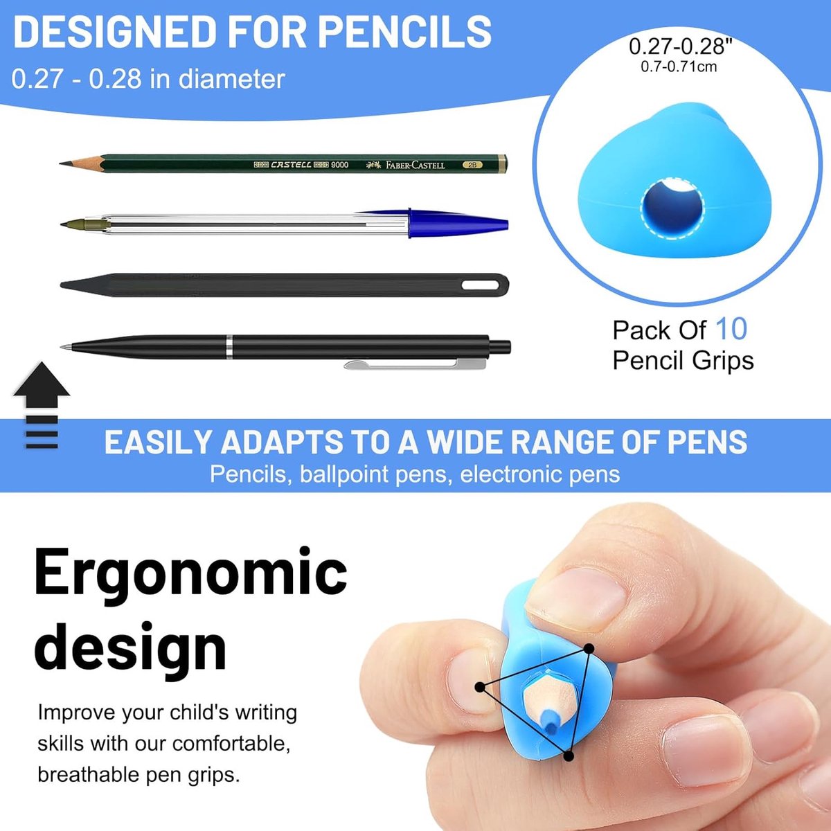 12 pieces Pencil grip - Pencil grip - Soft Grip - Pen grip aid - Pencil grips - Pencil grip - Writing aid - Pen grip aids - Writing aids for children - ergonomic silicone aids - aids to correct posture