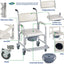 Mobile Shower Toilet Commode Chair Bathroom Aluminum Bedside Footrest Wheelchair