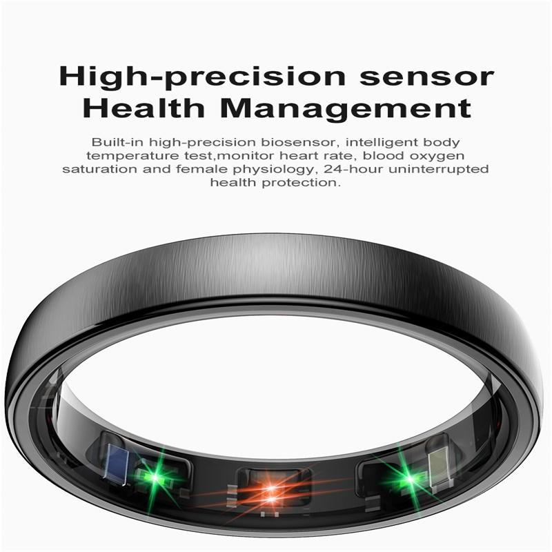 Smart Ring Size 14 Heart Rate Blood Oxygen Sleep Sports - Silver