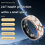 13# Striped Gold Smart Health Ring Tracker with Wireless Charging Case - Titanium Steel Fitness Wearable for Heart Rate, Sleep & Blood Oxygen Monitoring - Waterproof Wellness Device