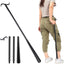 2-Pack Black Portable Dressing Aid Stick & Long-Handled Shoe Horn (3-Section Detachable) - Adjustable 62cm-88cm Dressing Hook for Seniors & Limited Mobility