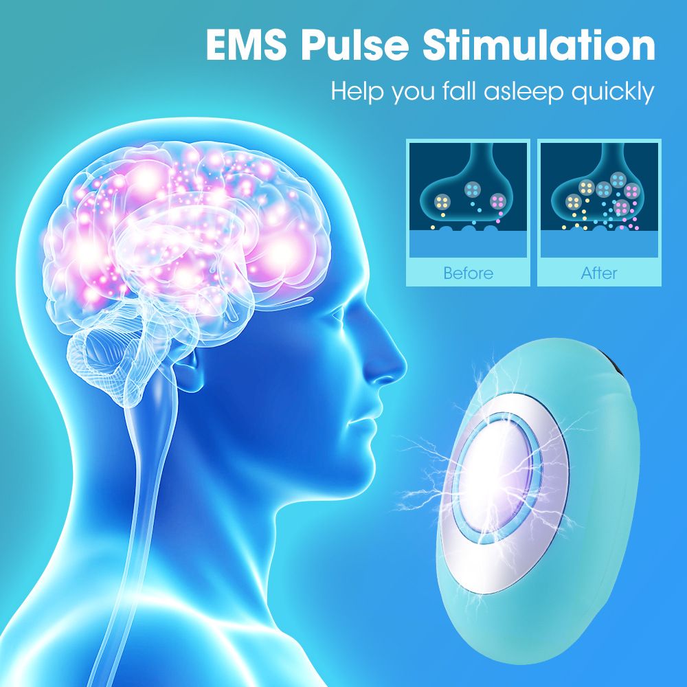 Black Portable EMS Pulse Sleep Aid Device - 15 Adjustable Levels, Dual Mode Handheld Relaxation Tool for Stress Relief and Better Sleep Quality