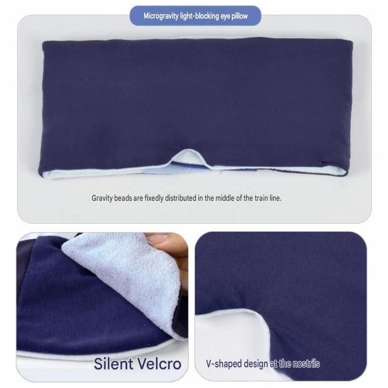 Blue Weighted Sleep Mask - Double-Sided Cooling and Warm Fabric, Micro-Bead Pressure Design, 72cm Adjustable Wrap, Light Blocking Eye Cover for Travel and Home Use