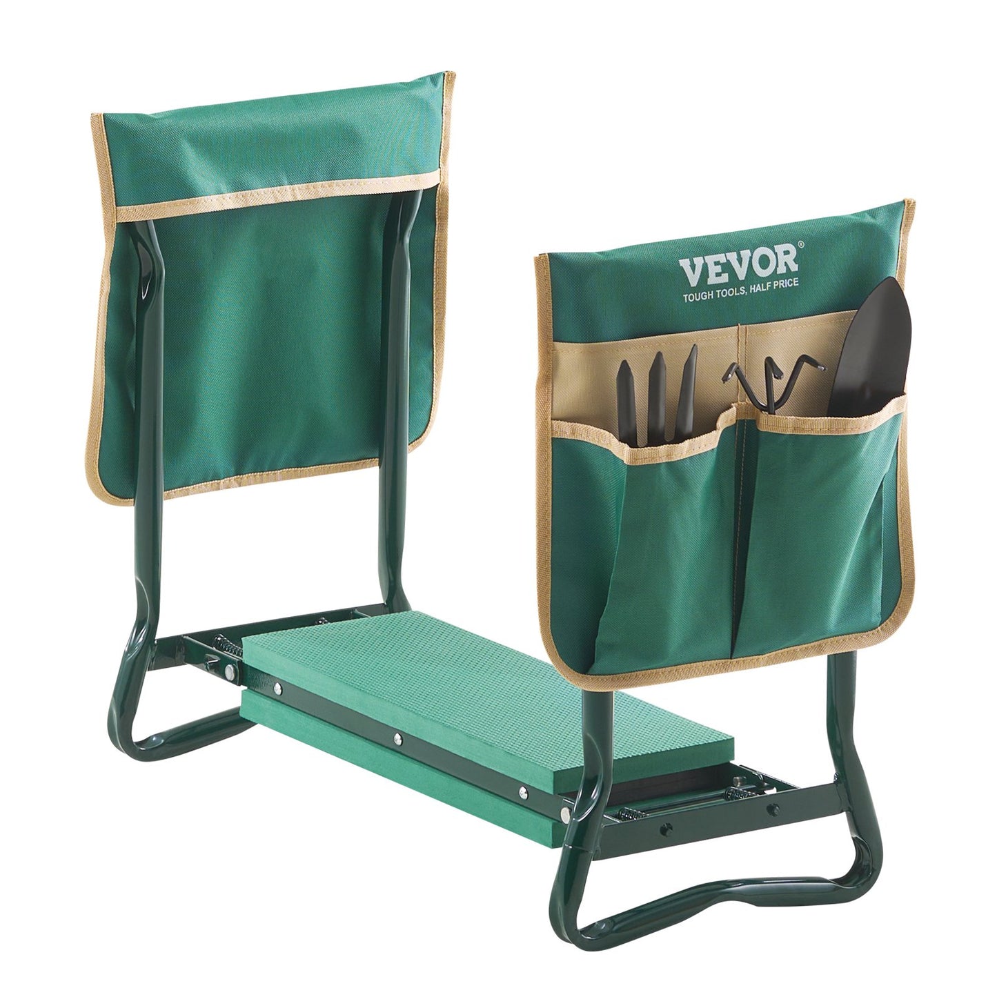 Garden Kneeler and Seat, 6 in Wide Kneeling Pad, Heavy Duty Garden Kneeling Stool, Folding Garden Seat with 2 Tool Bags, Relieve Knee & Back Pain, Portable Garden Bench for Women Grandparents